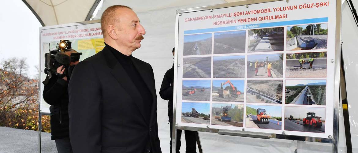 11 Prezident İlham Əliyev Oğuz-Şəki avtomobil yolunun yenidənqurmadan sonra açılışında iştirak edib