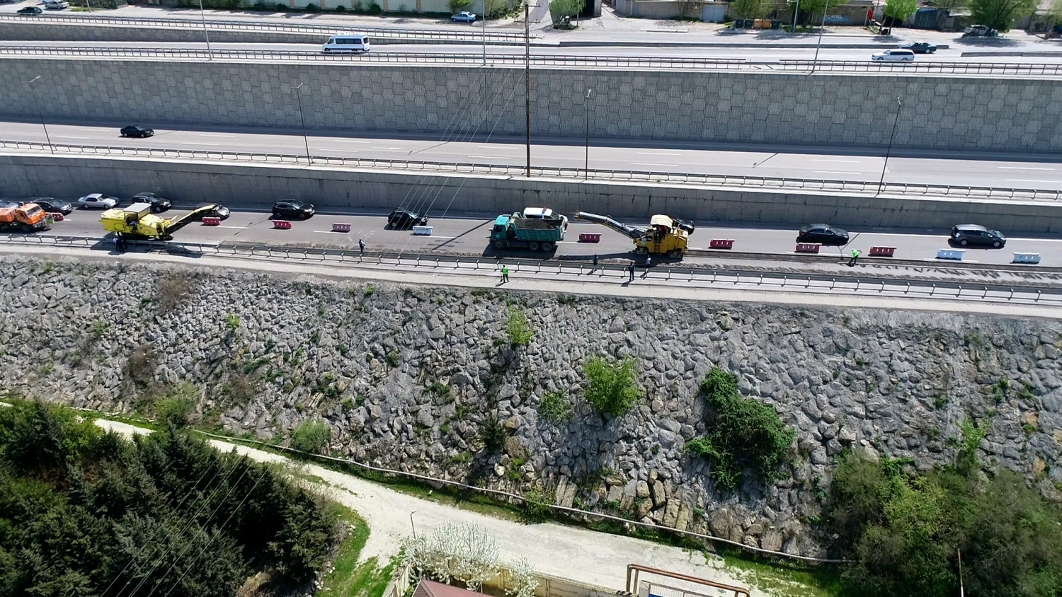 11 Bakı Dairəvi avtomobil yolunun bir hissəsində təmir işləri aparılır