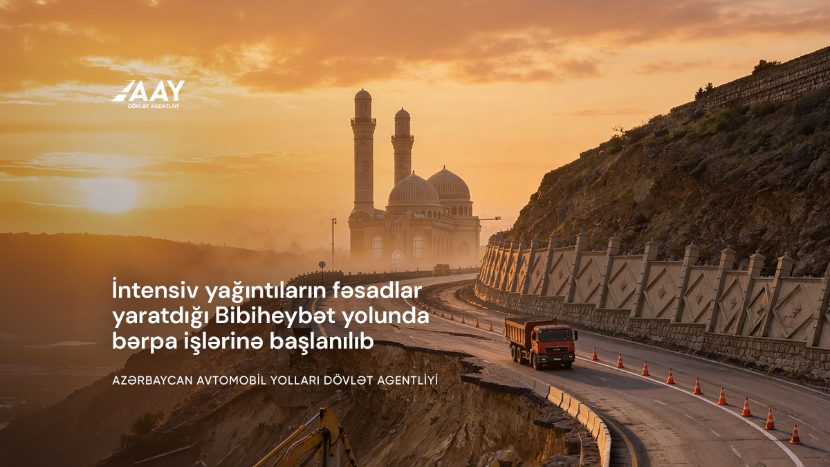 11 İntensiv yağıntıların fəsadlar yaratdığı Bibiheybət yolunda bərpa işlərinə başlanılıb