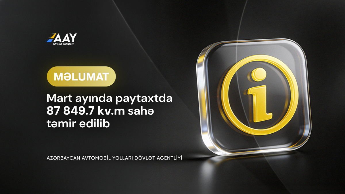 11 Mart ayında paytaxtda 87 849.7 kv.m sahə təmir edilib