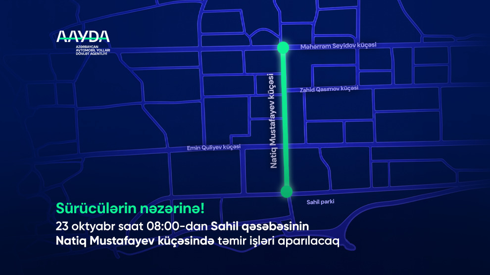 11 Sahil qəsəbəsinin Natiq Mustafayev küçəsində təmir işləri aparılacaq