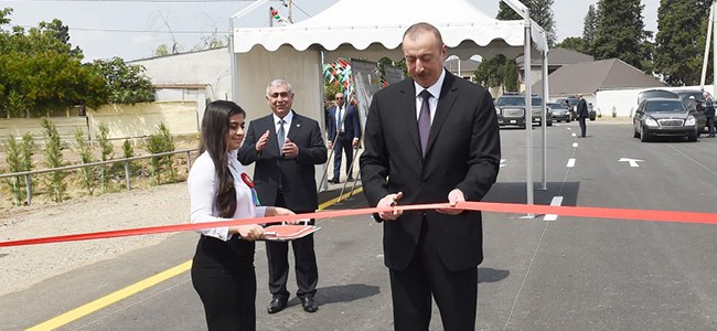 11 Prezident İlham Əliyev Goranboyda Dəliməmmədli-Muzdurlar-Qırıqlı avtomobil yolunun açılışını edib 